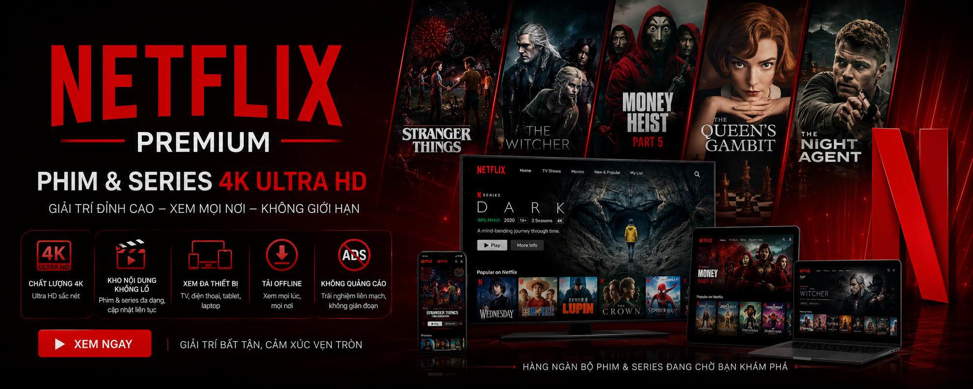 Netflix Premium - 1 tháng